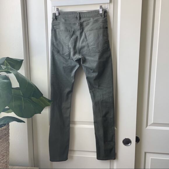 Divided H&M Moto Skinny Jeans Olive Green Distressed 29 - Picture 6 of 9